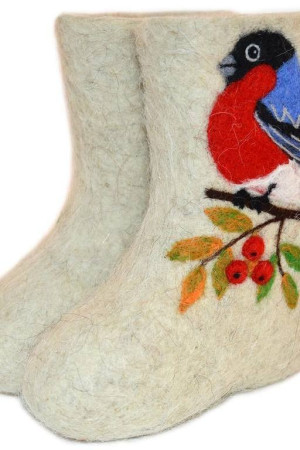 Валенки для девочки белые ручной работы (072Н)