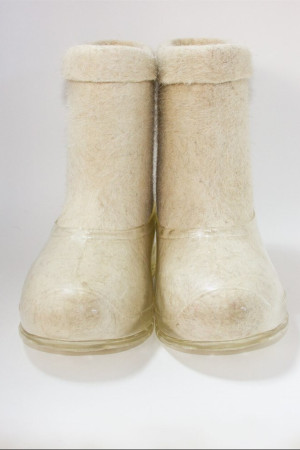 Валенки женские белые ручной работы с галошами (001КЖ-СП)