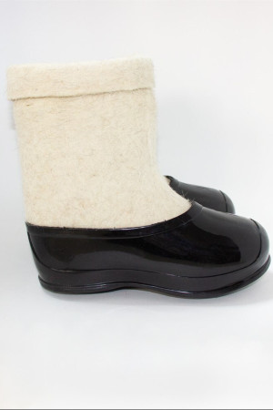 Валенки женские белые ручной работы с галошами натуральные (001КЖ-СЧ)