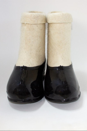 Валенки женские белые ручной работы с галошами натуральные (001КЖ-СЧ)