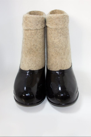 Валенки мужские серые натуральные ручной работы с галошами (200КМ-СЧ)