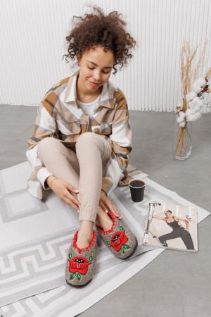 Тапочки женские серые домашние