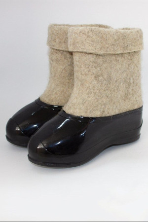 Валенки мужские серые натуральные ручной работы с галошами (200КМ-СЧ)