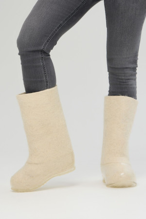 Валенки женские белые ручной работы с галошами (001Ж-СП)