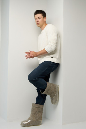 Валенки мужские серые ручной работы с галошами (200М-СП)