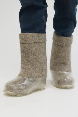 Валенки мужские серые натуральные ручной работы с галошами (200КМ-СП)