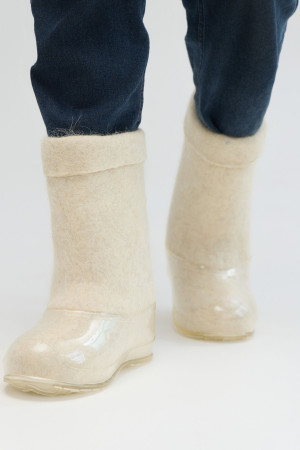 Валенки мужские белые ручной работы с галошами (001КМ-СП)