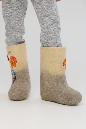 Валенки для девочки светло-серые ручной работы (302Н)