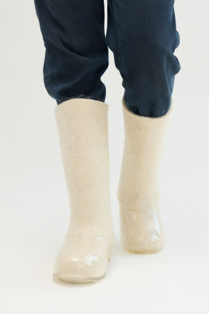 Валенки мужские белые ручной работы с галошами (001М-СП)