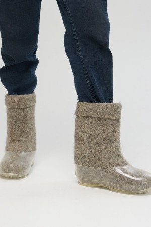 Валенки мужские серые натуральные ручной работы с галошами (200КМ-СП)