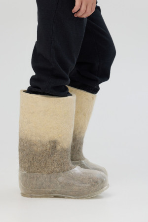 Валенки детские бело-серые с галошами (300Д-СП)