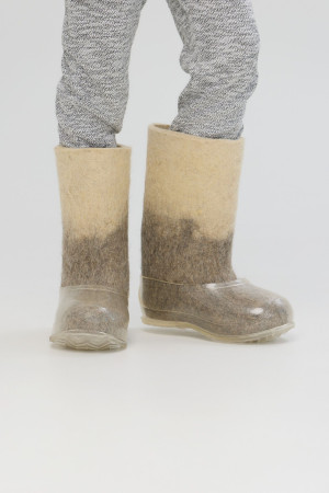 Валенки детские бело-серые с галошами (300Д-СП)