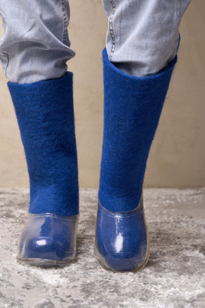 Валенки женские синие натуральные с галошами (500Ж-СП)