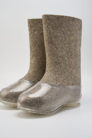 Валенки мужские серые ручной работы с галошами (200М-СП)