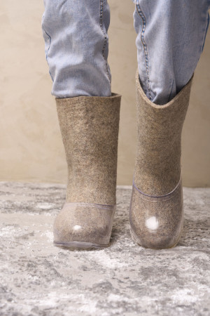 Валенки женские серые ручной работы с галошами (200Ж-СП)