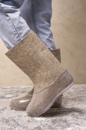 Валенки женские серые ручной работы с галошами (200Ж-СП)