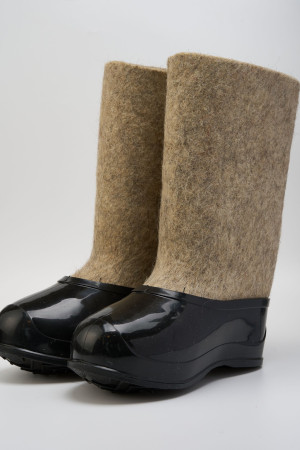 Валенки женские серые ручной работы с галошами (200Ж-СЧ)