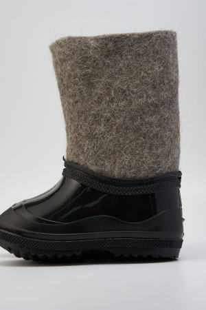 Валенки детские серые с черными галошами (200Д-СЧ)