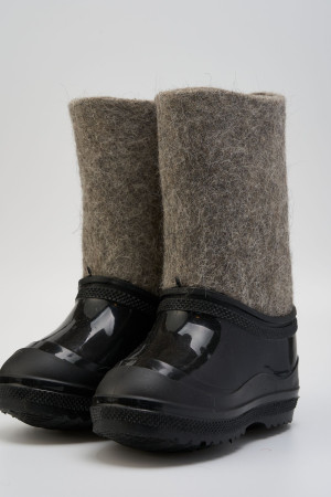 Валенки детские серые с черными галошами (200Д-СЧ)
