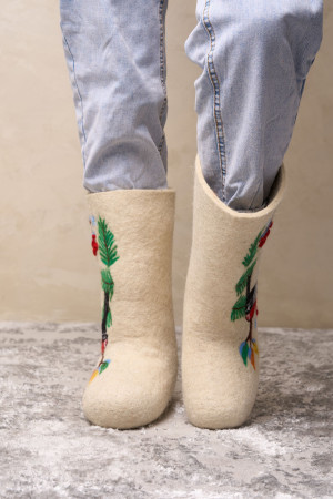 Валенки женские белые ручной работы (0227Н)