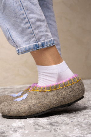 Тапочки женские серые домашние (Т398)