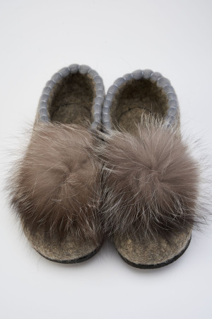 Тапочки женские серые домашние